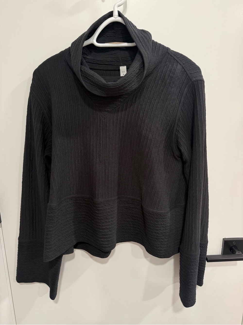 lululemon On the Move Pullover Sweater, Black Cowl Neck, Women’s, XS/S